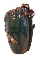 Lotus Leaf Dragon Fly Sculptured Vase 15"H