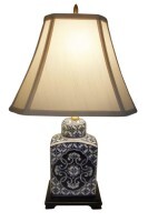 22" H. Blue and White Porcelain Tea Jar Table Lamp