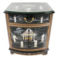 20" Oriental End Table Black Lacquer