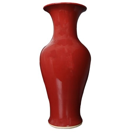Chinese Ox Blood Glazed Fish Tail Vase